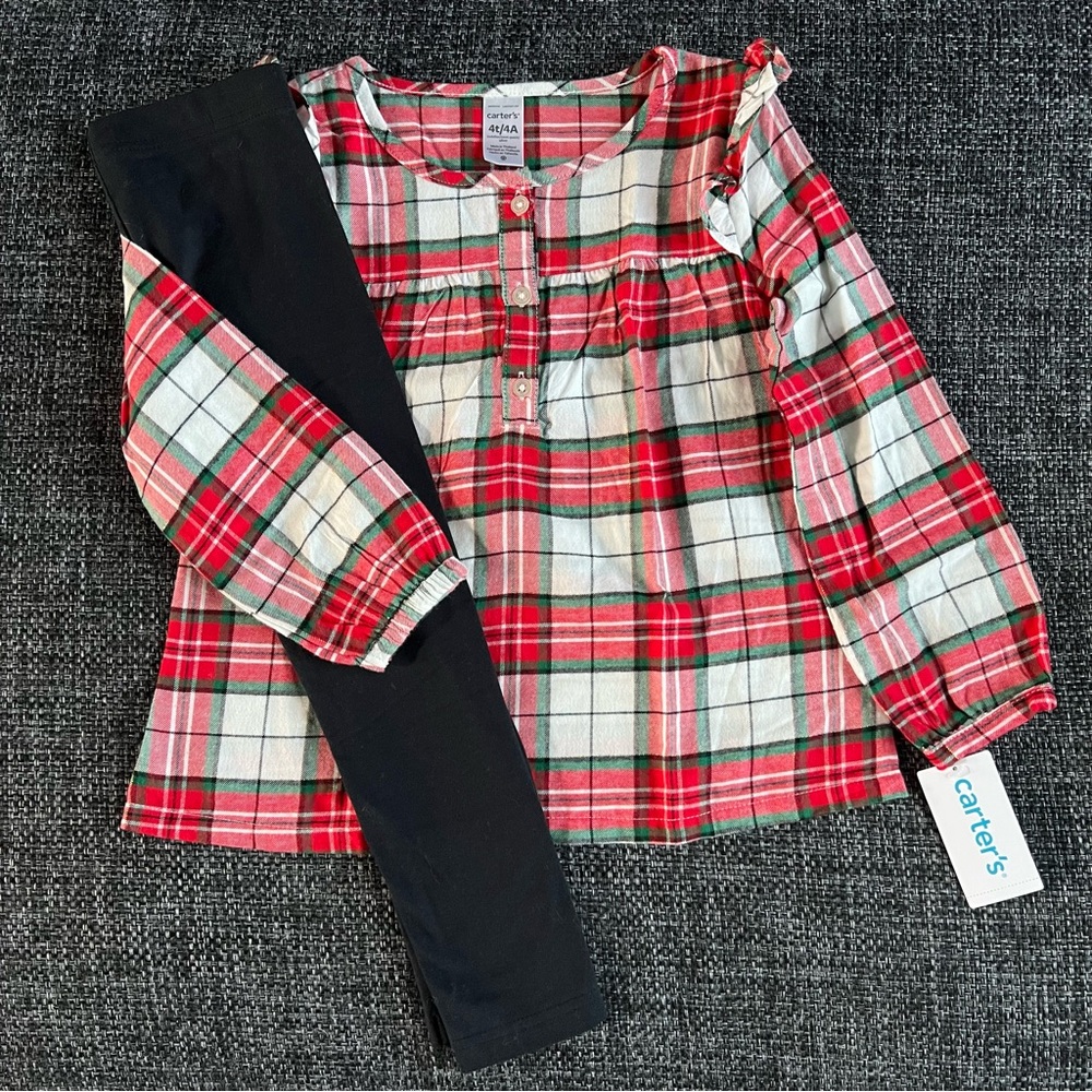 NWT Carter’s Plaid 2  Piece Set Size 4T